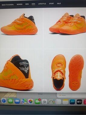 Puma Kids Bright Orange Flame-Accent Sneakers